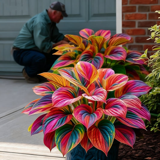 🌈🔥 Limited Edition Rainbow Flame Hostas -Rare Multicolor Foliage, Exclusive to Our Store 🌸