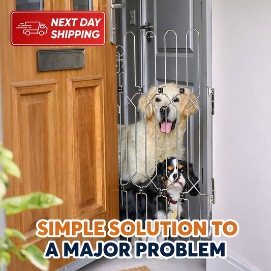 Dog Safety Gate Plus – Strong No-Drill Pet Gate | One-Hand Use, No Wall Damage